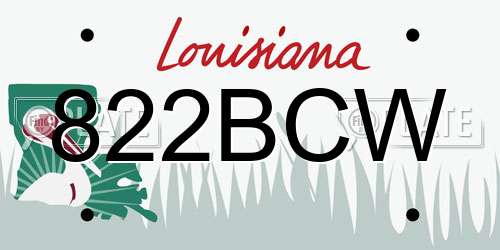 822BCW Louisiana License Plate