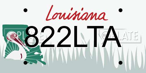 822LTA Louisiana License Plate