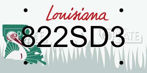 822SD3 Louisiana License Plate