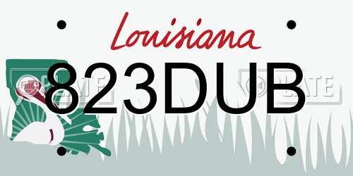 823DUB Louisiana License Plate