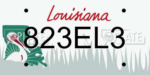 823EL3 Louisiana License Plate