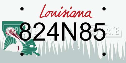 824N85 Louisiana License Plate