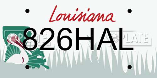 826HAL Louisiana License Plate