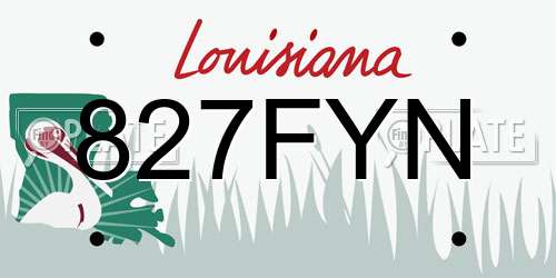 827FYN Louisiana License Plate