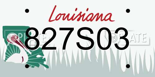 827S03 Louisiana License Plate