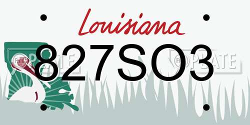 827SO3 Louisiana License Plate