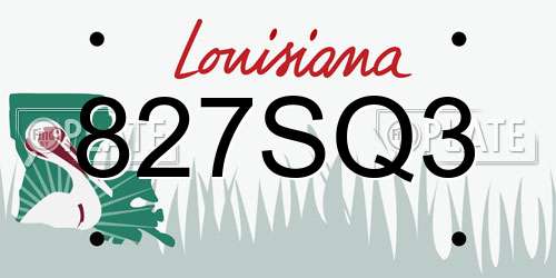 827SQ3 Louisiana License Plate