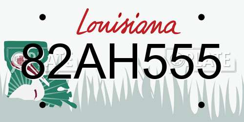 82AH555 Louisiana License Plate