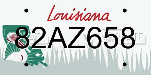 82AZ658 Louisiana License Plate