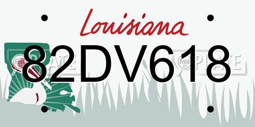 82DV618 Louisiana License Plate
