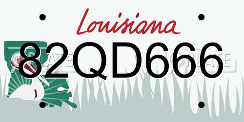82QD666 Louisiana License Plate