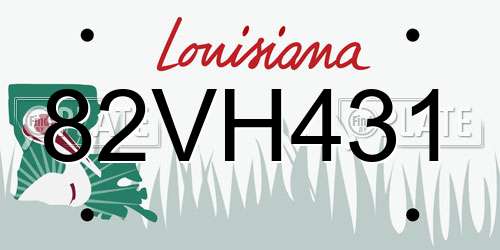 82VH431 Louisiana License Plate