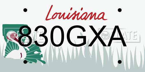 830GXA Louisiana License Plate