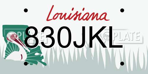 830JKL Louisiana License Plate