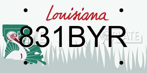 831BYR Louisiana License Plate
