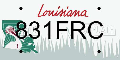 831FRC Louisiana License Plate