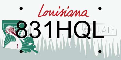 831HQL Louisiana License Plate
