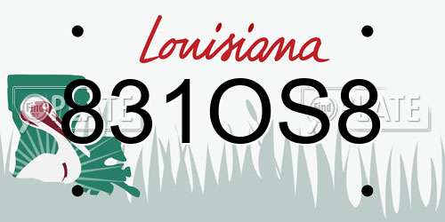 831OS8 Louisiana License Plate