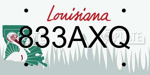 833AXQ Louisiana License Plate
