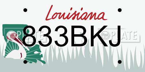833BKJ Louisiana License Plate