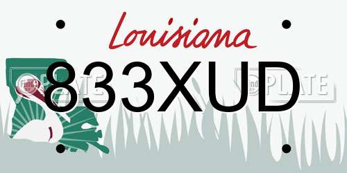 833XUD Louisiana License Plate