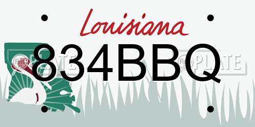 834BBQ Louisiana License Plate