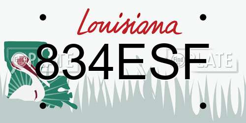 834ESF Louisiana License Plate