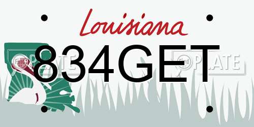 834GET Louisiana License Plate