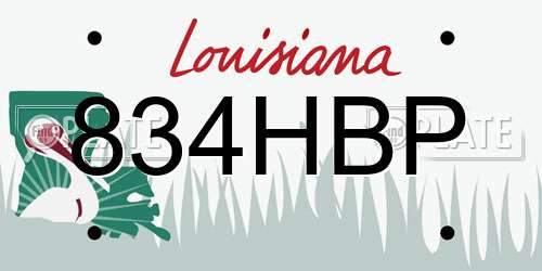 834HBP Louisiana License Plate