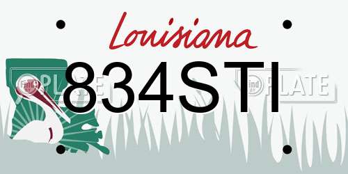834STI Louisiana License Plate