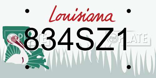 834SZ1 Louisiana License Plate