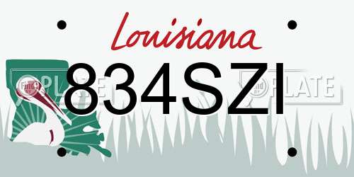 834SZI Louisiana License Plate