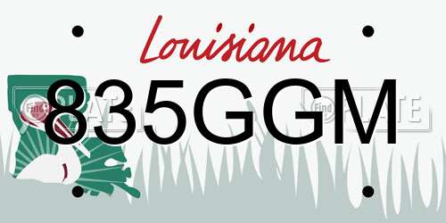 835GGM Louisiana License Plate