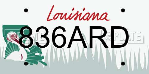 836ARD Louisiana License Plate