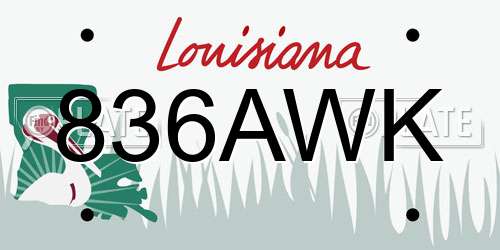 836AWK Louisiana License Plate
