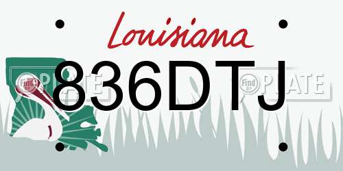 836DTJ Louisiana License Plate