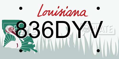 836DYV Louisiana License Plate