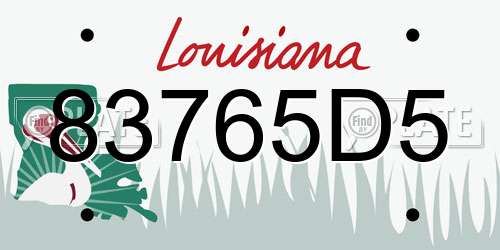 83765D5 Louisiana License Plate