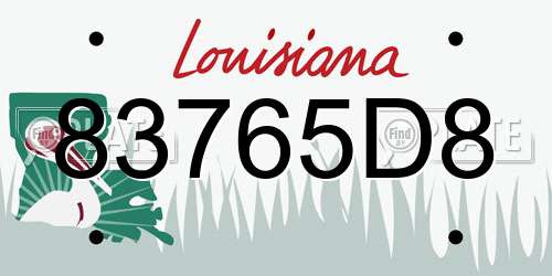 83765D8 Louisiana License Plate
