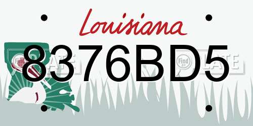 8376BD5 Louisiana License Plate