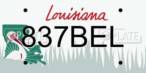 837BEL Louisiana License Plate
