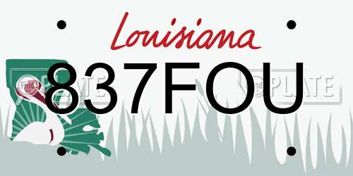 837FOU Louisiana License Plate