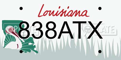 838ATX Louisiana License Plate