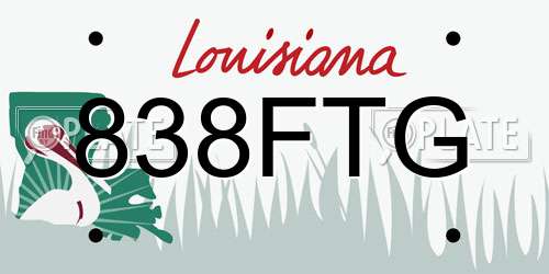 838FTG Louisiana License Plate