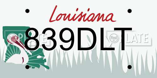 839DLT Louisiana License Plate