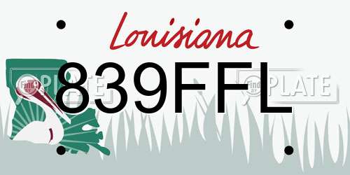 839FFL Louisiana License Plate