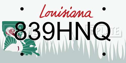 839HNQ Louisiana License Plate