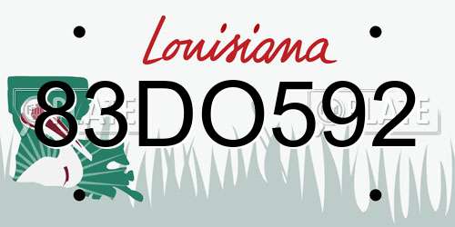 83DO592 Louisiana License Plate