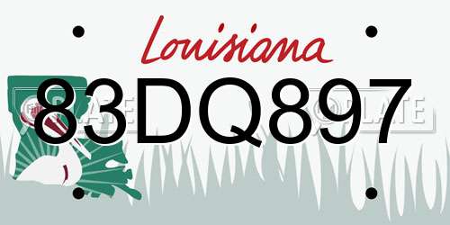 83DQ897 Louisiana License Plate