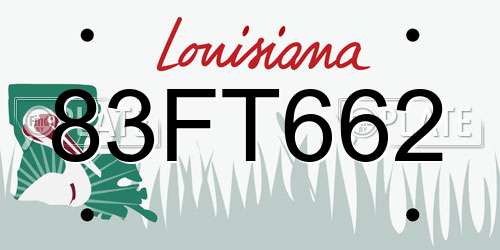 83FT662 Louisiana License Plate
